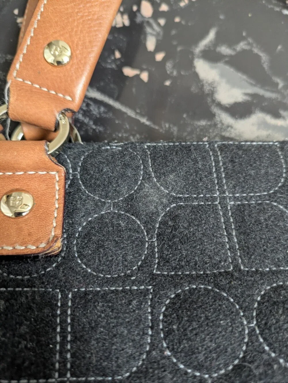 Kate Spade Gray Wool Geometric Pattern Handbag